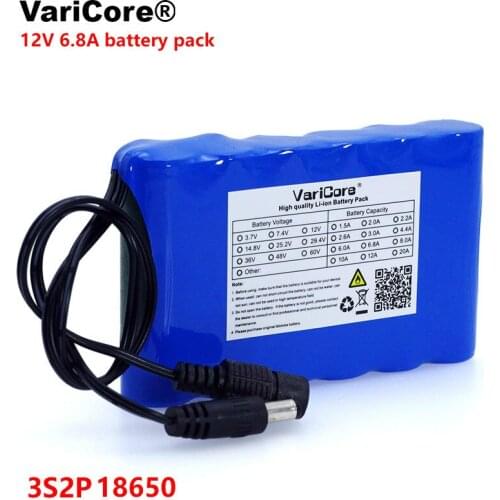 VariCore 12 V 6800 Mah Portable Super 18650 Rechargeable Lithium Ion battery pack capacity CCTV Cam Monitor DC 12.6V 6.8A