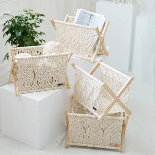 Macrame Magazine Rack Boho Magazine Holder Storage Standing Basket for Books Newspapers Notebook Swaddle Blanket