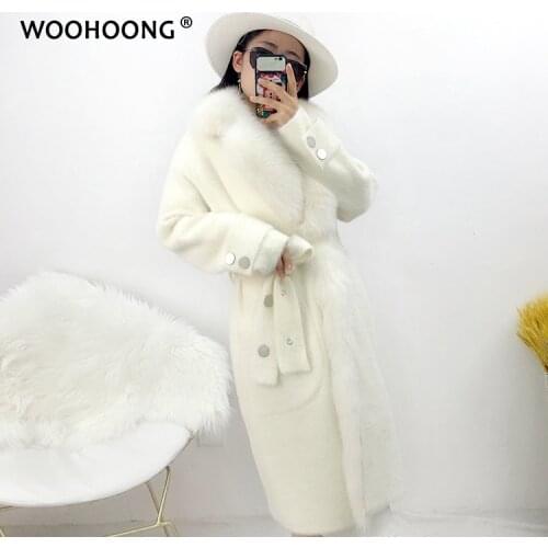 New Real Fur Coat Women With Long Fox Fur Knitted Sweater Warm Mink Knitted Coat Windbreaker Long Fur Coat Long Fox Placket