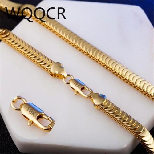 Golden Chain Snake Chain Chata Chain Fashion Necklace Women Fashion Jewelry Flat Mens Length 45cm Gold Necklace Statement