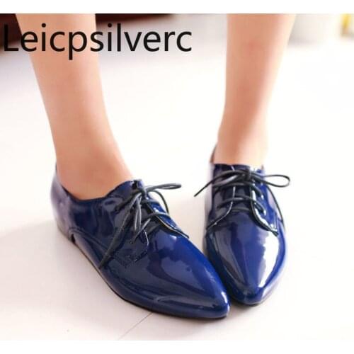 Pumps Spring and autumn new style fashion Pointed Shallow mouth Lace-up Low-heeled Womens shoe plus size 34-43