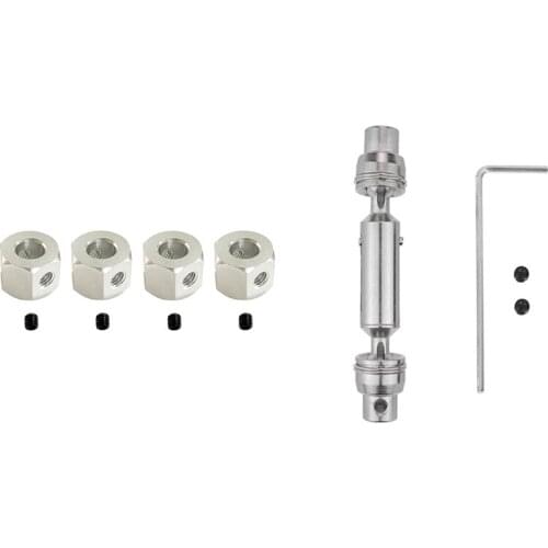 1set Metal CVD Drive Shaft for WPL D12 C24 C34 MN D90 MN99S & 4PCS 5mm to 12mm Metal Combiner Wheel Hub Hex Adapter