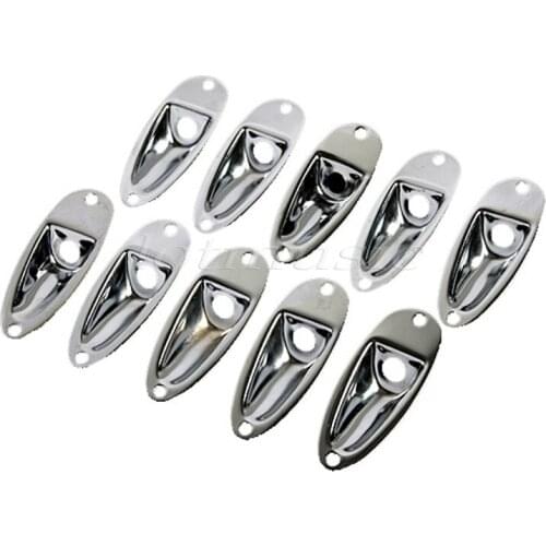10Pcs Chrome Recessed Jack Plate no Screw Unloaded Jack Plate For Strat Electric Guitar Replacement