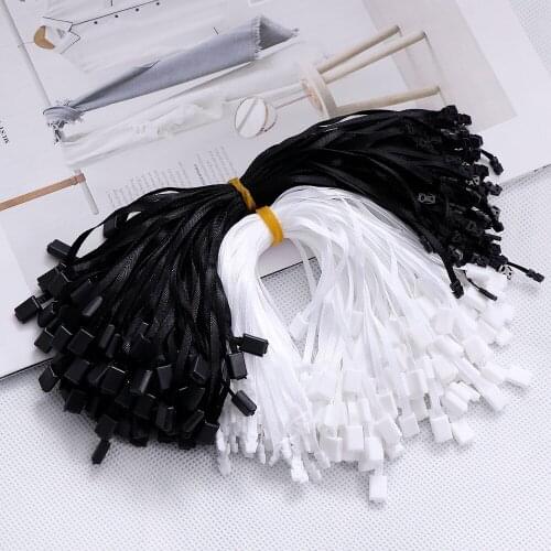 1000PCS/lot 193mm Plastic Label Rope White Black Hang Tag Polyester Ribbon Rope rectangle Snap Lock Lock Pin Loop Tie Fasteners