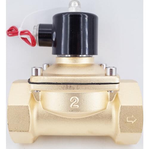 2 way 2w series Brass Air gas water 2W500-50 all copper solenoid valve 2 inch 220V AC Normally close Wire lead large valve
