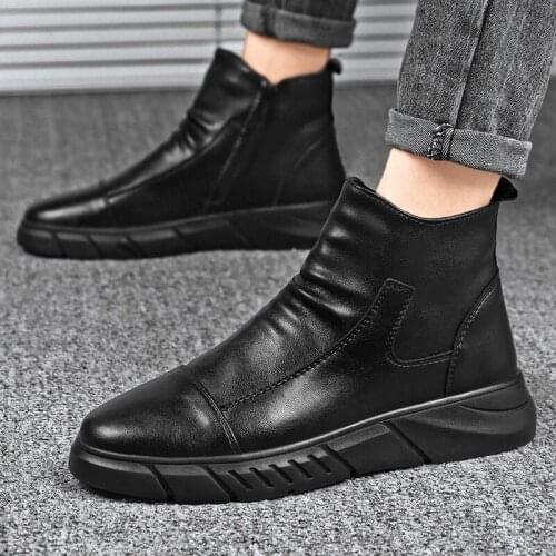 2020 Leather Classic Comfortable Shoes Men High Quality Zapatos De Hombre Mens Dress Shoes Male Casual Motorcycle Boots R13-59