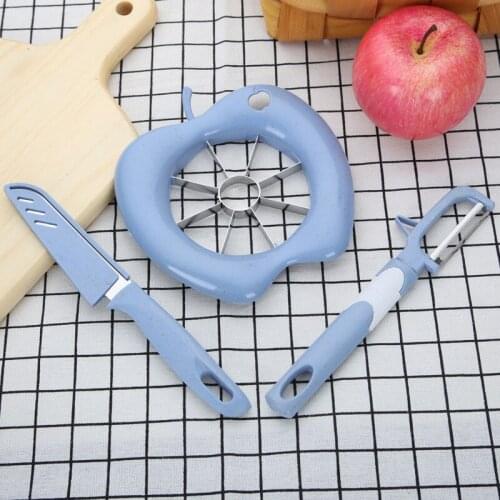 3pcs/set Fruit Cutter Slicer Vegetable Apple Pear Peeler Divider Corer Dicing Kitchen Utensils Gadgets Tools Knife Peeler Set