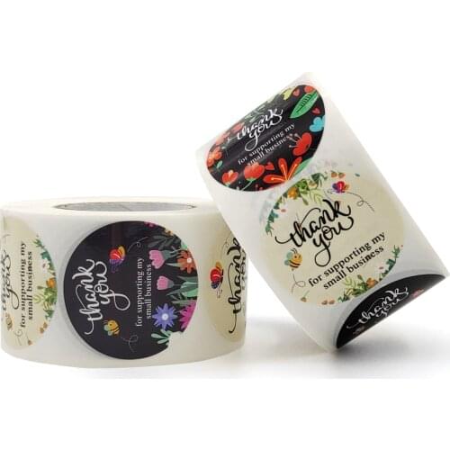 38mm Thank You For Supporting My Small Business Flower Stickers Gift Box Bag Packaging Sealing Labels Business Stickers