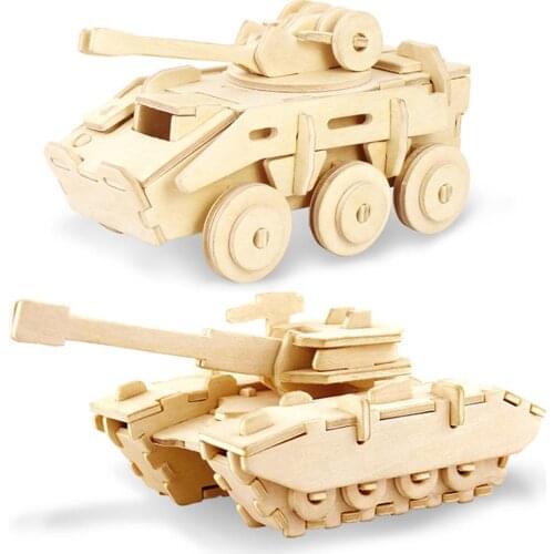 3D Wood Puzzles Children Adults Vehicle Puzzles Wooden Toys Learning Education Environmental Assemble Toy Educational Games