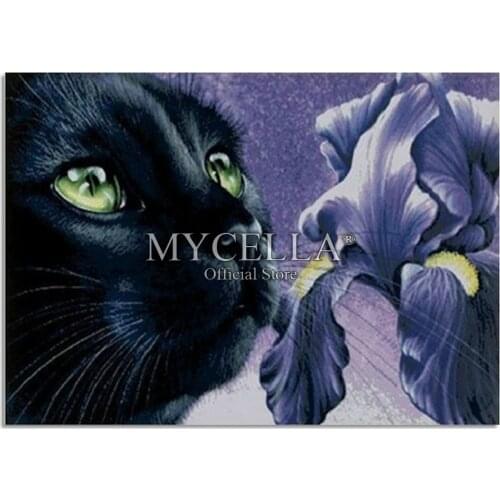 Black Cat,Full,Diamond Embroidery,Art,Animals,5D DIY Diamond Painting,Round,Mosaic,Needlework,Crafts,Christmas,Gift,Home Decor