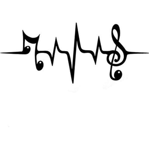 Beating note Car Sticker Music Lover Decor Removable Black/silver AL482