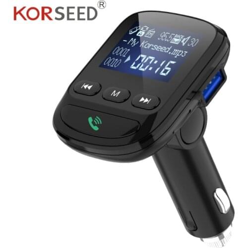 KORSEED Car Charger Hands-free FM Transmitter Bluetooth Car Kit LCD MP3 Player Dual USB Car Phone Charger for iPhone