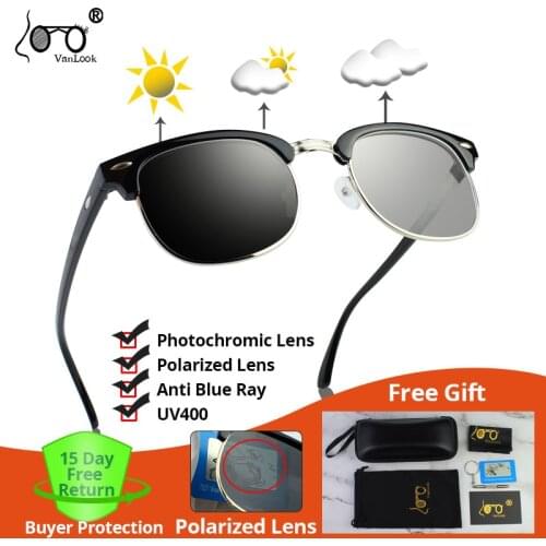 Photochromic Sunglasses With Polarized Lens Spectacle Blue Light Blocking Mens Glasses for Computer Eyeglasses Gaming UV400