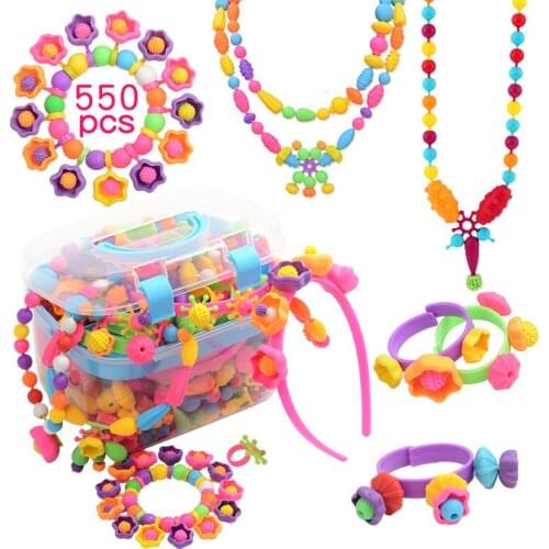 Arts and Crafts for Kids Beads Pop Beads DIY Handmade Beaded Set Creative Loom Bands Jewelry Making Toys for Children Girls Gift