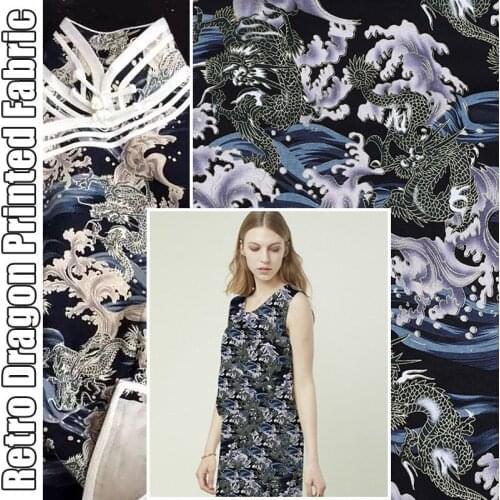 100*148cm Chinese Bronzing Fabric Vintage Dragon Design Fabric For Cheongsam Kimono Dress Damask Costume DIY Handwork Crafts