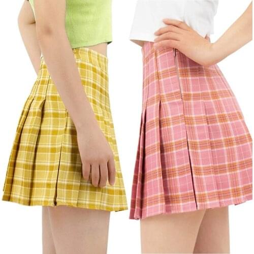 Plaid Women Skirt Girls A Short Dress Tennis Skirts High Waist Stitching Student Pleated Dance Mini Skirts With Inner Shorts