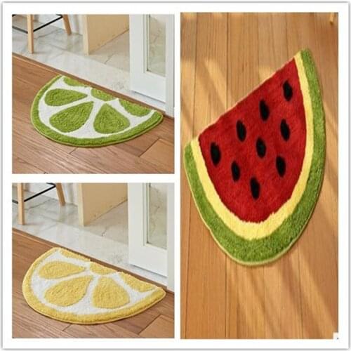 Creative Carpet kids Semi-circle Lemon Watermelon Superfine Fiber mat Bathroom Water Absorption Anti-skid Door blanket rug CL413