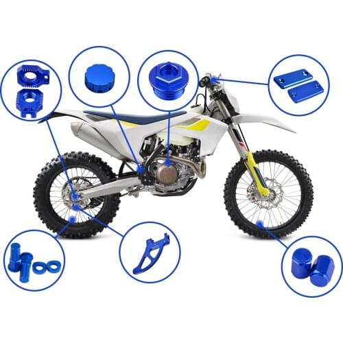 CNC Reservoir Cover Oil Filler Plug Brake Disc Guard Axle Block For Husqvarna TC125 TC250 FC250 FC350 FC450 FX350 FX450 TX300