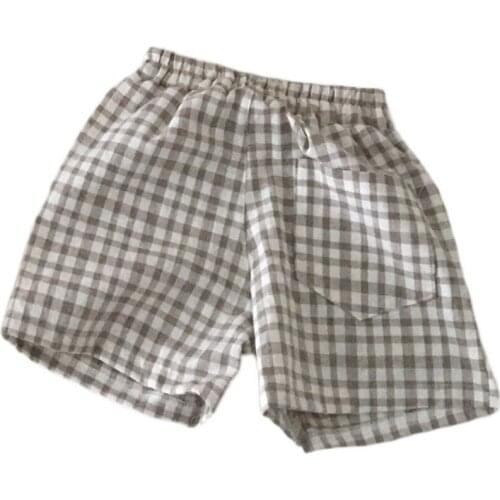 2021 Summer New Toddler Baby Boy Casual Plaid Cotton And Linen Shorts Children Comfortable Breathable Thin Shortes