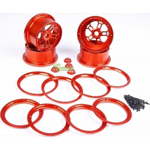 Alloy CNC Wheel Set Wheel Hub Rim Set (With Alloy CNC Wheel Tire Nut) Fit for 1/5 Losi 5ive T Rovan LT KingmotorX2