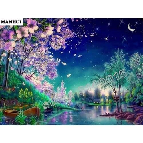 New 3D DIY Diamond Painting Moonlight hut Cross Stitch Crystal Needlework Diamond Embroidery Full Mosaic Decorative MH068