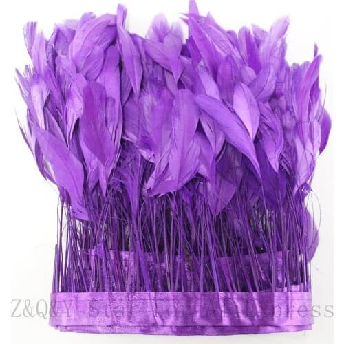 2-10 yards of natural 15-20CM (6-5 inches) tear tail hair dyed dark purple to make cloth edges DIY craft jewelry feather