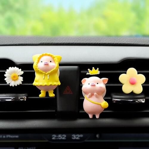 Cute Pig Car Air Freshener Air Conditioning Air Outlet Decoration Car Accessories Interior Car Aromatherapy Clip Perfume Clip