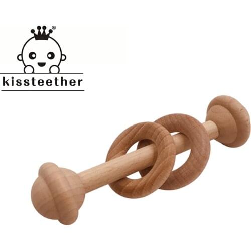 Organic Baby Teething Product Beech Wooden Rattle Teether DIY Wood Teether Pendent Eco-Friendly Safe Baby Teething Chew Toys
