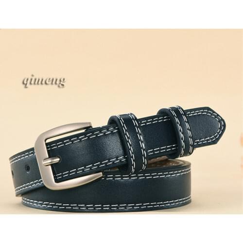 Womens Leather High Quality Classic Belt Alloy Pin Buckle Matching Jeans Business Cowhide Belt Black Color Dark Brown Color