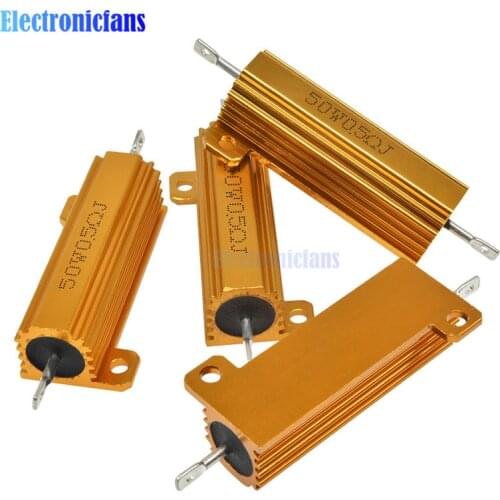 50W Aluminum Power Metal Shell Case Wirewound Resistor ±5% 0.1R 0.5R 1R 1.5R 2R 8R 10R 20R 100R 1K ohm Aluminium Shell Resistor