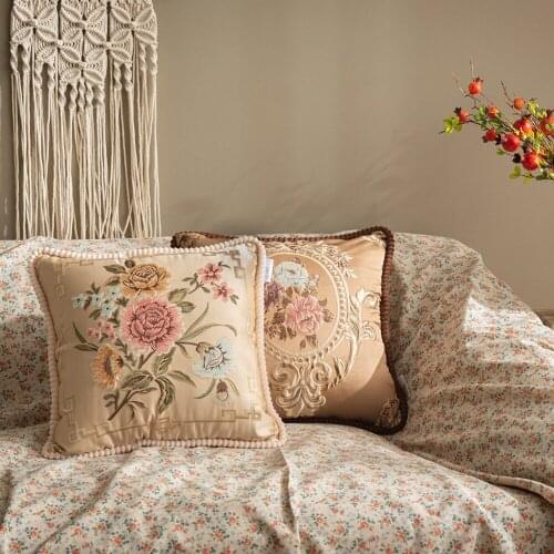 Luxury European Pillows Case Cover For Sofa Cushions 48x48cm Floral Designer Covers Velvet Decorative Modern Hot Sale