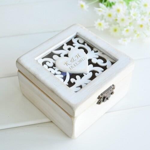 New Personalized Ring Box Rustic Shabby Chic Wedding Ring Holder Pillow Ring Bearer Box Keepsake Box