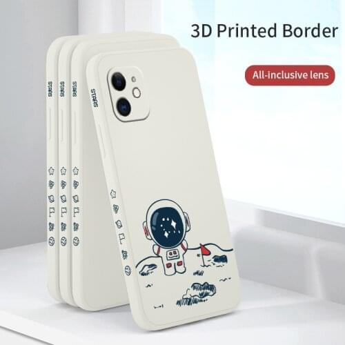 Red Flag Astronaut Phone Case For iPhone 12 Pro Max 11 X XS XR XSMAX SE2020 8 8Plus 7 7Plus 6 6S Plus Silicone Cover