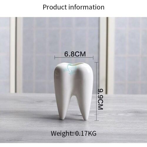 Dental Creative Gift Tooth Shape White Ceramic Flower Pot Modern Design Planter Teeth Model Mini Desktop Gift(without Plants)