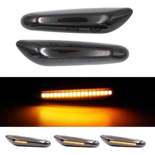 Pair Dynamic LED Fender Flowing Amber LED Side Marker Light For BMW E60 E36 E90 E91 E61 E81 E87 E88 E92 E93 X1 X3 E83 X5
