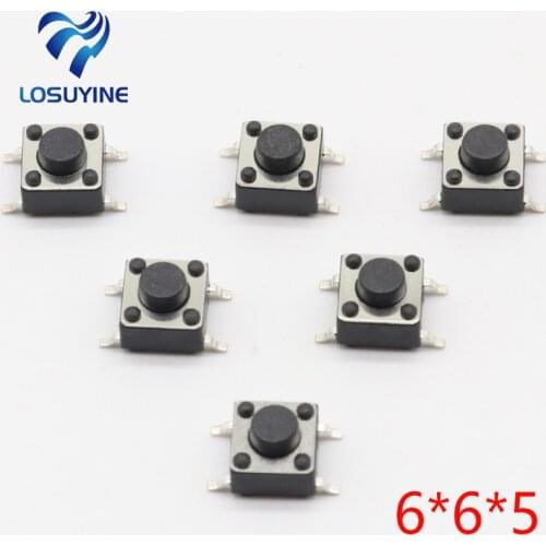 100pcs Push Button Switch 6*6*5 Tact Switch Tactile 6x6x5 SMD SMT height is 5mm