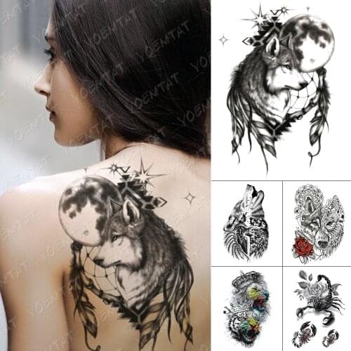 Waterproof Temporary Tattoo Stickers Lion Tiger Leopard Animal Crown Flash Tattoos Female Back Body Art Fake Sleeve Tatoo Male