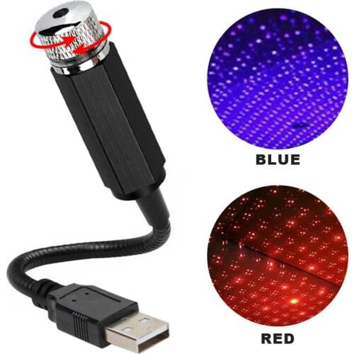 Car Roof Star Light Interior LED USB Starry Laser Atmosphere Galaxy Projector Lamp Auto Decoration Roof Night Home Decor Lights