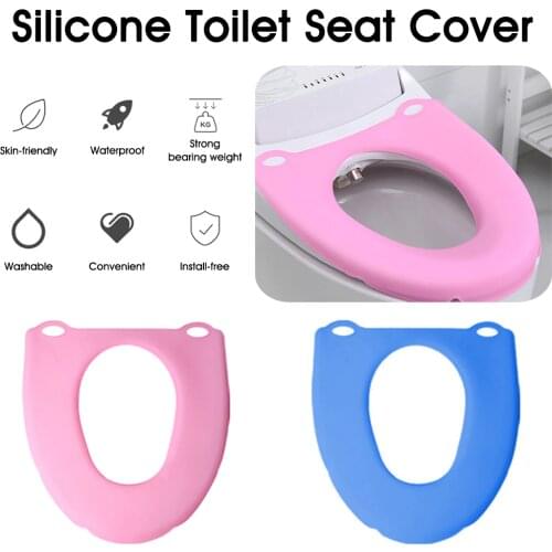 1Pc Toilet Seat Cover Silicone Bathroom Toilet Cushion Reusable Folding Portable Bathroom Supplies 7*7*19cm