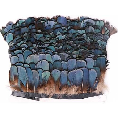 10 Meters/lot Blue Natural Pheasant Feathers Trim Fringe Chicken Polka Dot Pheasant Feathers for Crafts Wedding Decoration