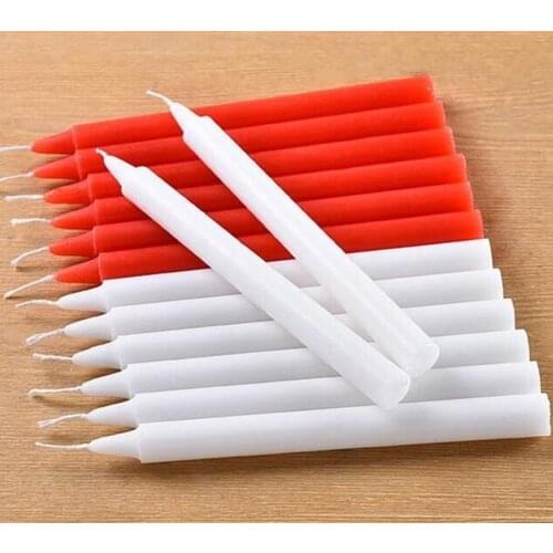 10pcs! Red/White European romantic smoke-free candles, candlelight dinner long candle wedding home decoration