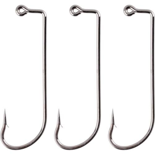 100pcs Fishing Hooks High Carbon Steel Fishhook Black 90 Degree Offset Jig Fishing Hook for Soft Lure Size 2# To 5/0