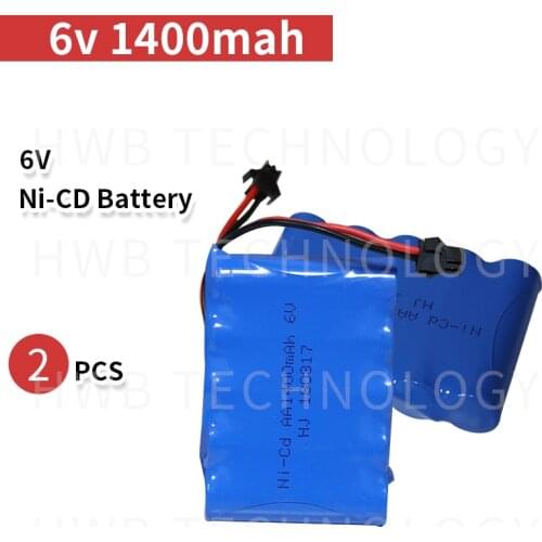 2pc 6v battery 1400mah ni-cd nicd aa 6v rechargeable battery pack 1.2v 1500mah batteries sm 6v battery for toy car RC boat toys