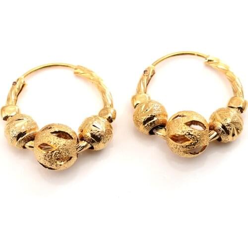 24K Gold Earrings Fashion New Model Earrings Dubai Ethiopian African Europe Golden Jewelry