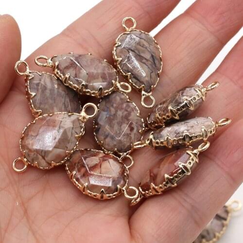 4Pcs Natural Medical Stone Connector Fashion Drop-Shaped Pendant Charm for Jewelry Making Necklace Accessories Ms Gift 14x28mm