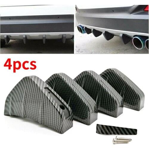 4 Pcs Carbon Style Universal Car Rear Lower Bumper Diffuser Fin Spoiler Lip Wing Splitter
