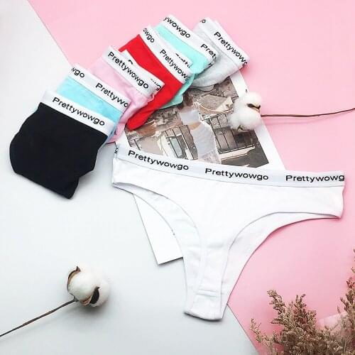 6 Pcs / Lot New Arrival 2021 Women Cotton Solid Color Sexy G String Thong For Ladies Panties 9007