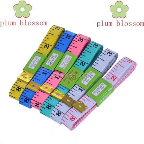 500pcs 60 inch 150cm Double-Scale Double Sides Soft Tape Measure Tools Body Measuring Tailor Ruler sewing Tool Flat Mixed Colors