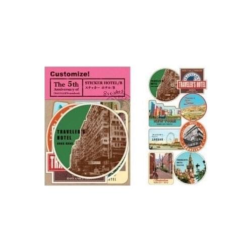 8 pcs/Pack Retro Travelers Notebook Vintage Travel Stamps Stickers DIY Scrapbooking Paper
