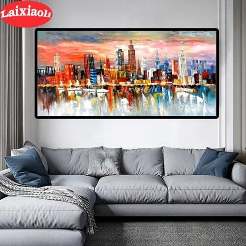 Large 5d diamond painting City Building Pictures Abstract Art Painting Modern home Decoration wallpaper painting mosaic icon